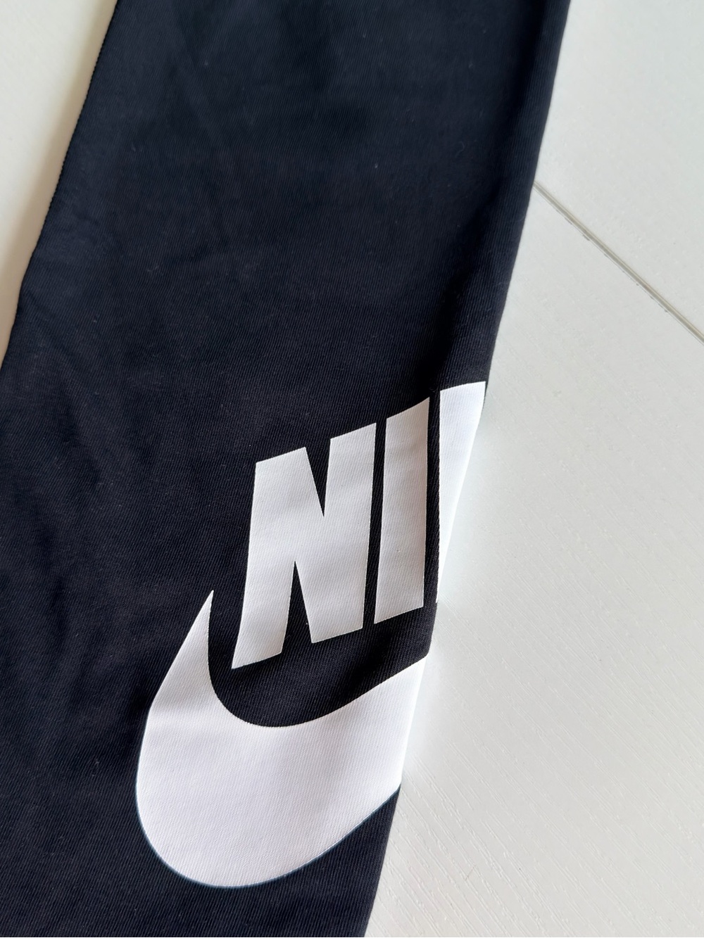 Nike Black Leggings with White Nike Swoosh - Picture 4 of 5